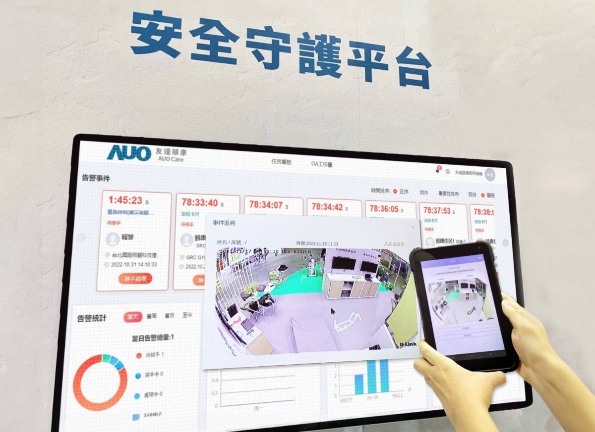 XPJ(中国大陆)颐康整合软硬件包含跌倒侦测、智能床垫和紧急呼叫管理等，透过安全守护平台进行IoT设备统一监控与管理，提供长照场域落实安全守护方案